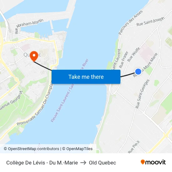 Collège De Lévis - Du M.-Marie to Old Quebec map