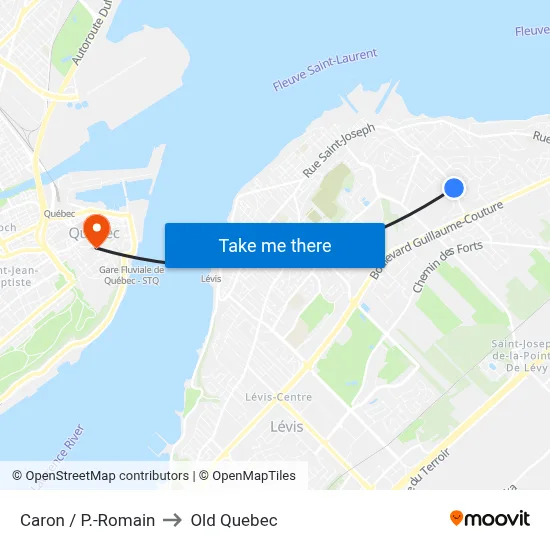 Caron / P.-Romain to Old Quebec map