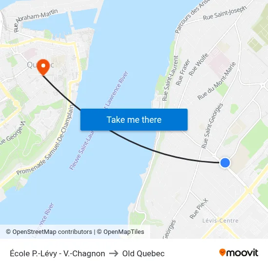 École P.-Lévy - V.-Chagnon to Old Quebec map