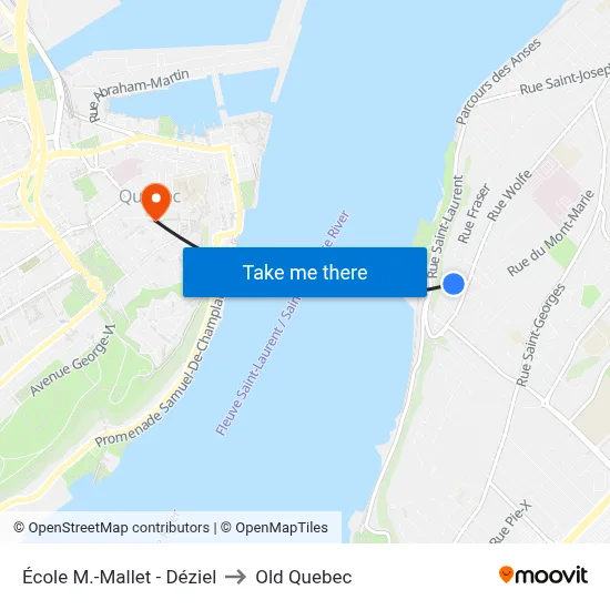 École M.-Mallet - Déziel to Old Quebec map