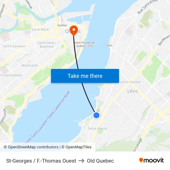 St-Georges / F.-Thomas Ouest to Old Quebec map
