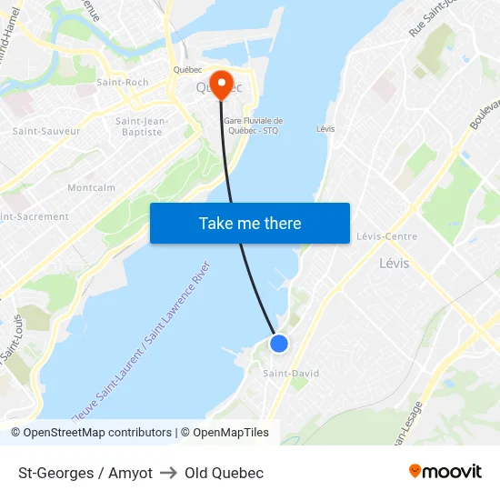 St-Georges / Amyot to Old Quebec map