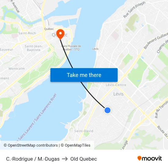 C.-Rodrigue / M.-Dugas to Old Quebec map