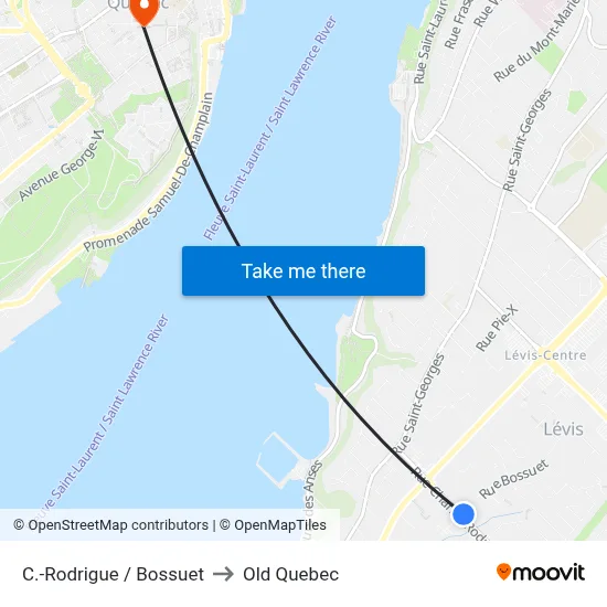 C.-Rodrigue / Bossuet to Old Quebec map