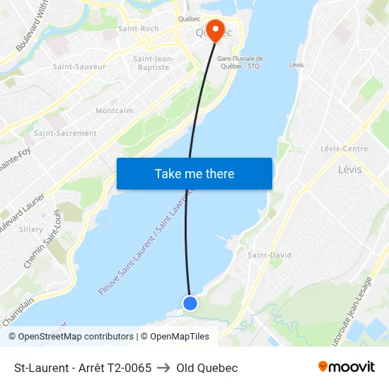 St-Laurent - Arrêt T2-0065 to Old Quebec map