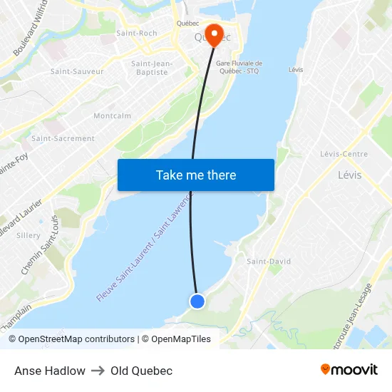 Anse Hadlow to Old Quebec map