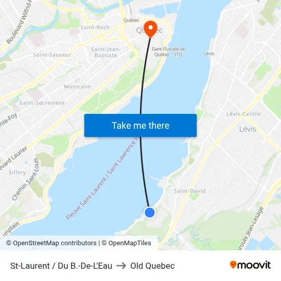 St-Laurent / Du B.-De-L'Eau to Old Quebec map