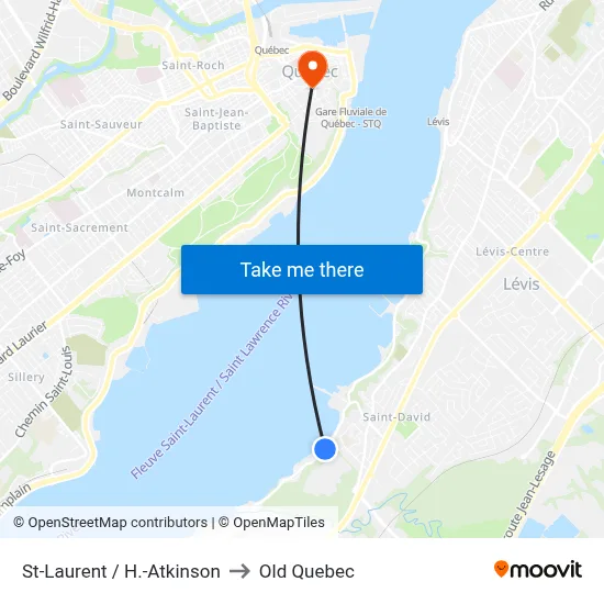 St-Laurent / H.-Atkinson to Old Quebec map