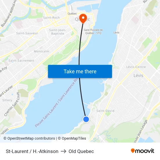 St-Laurent / H.-Atkinson to Old Quebec map