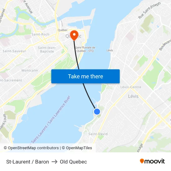 St-Laurent / Baron to Old Quebec map