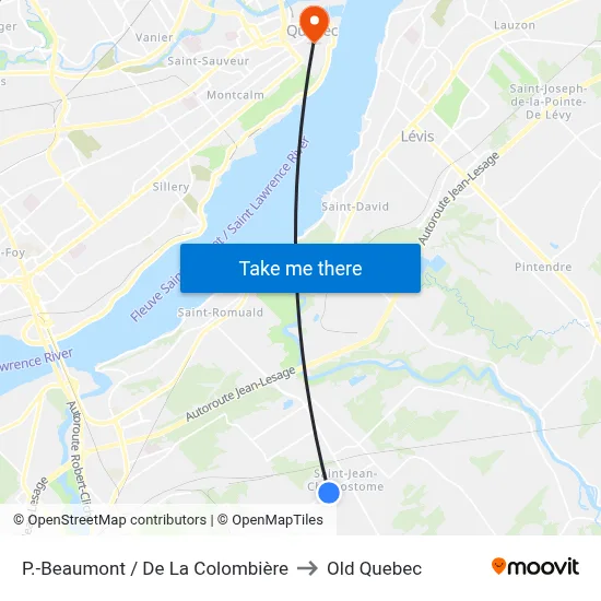 P.-Beaumont / De La Colombière to Old Quebec map