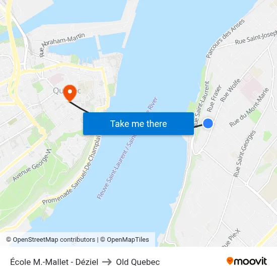 École M.-Mallet - Déziel to Old Quebec map