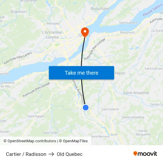 Cartier / Radisson to Old Quebec map