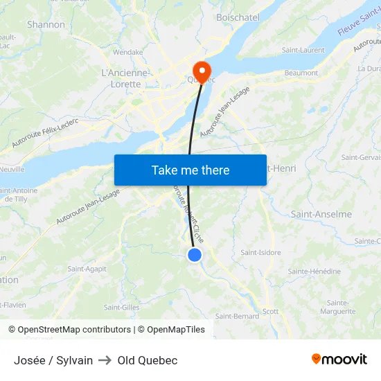Josée / Sylvain to Old Quebec map