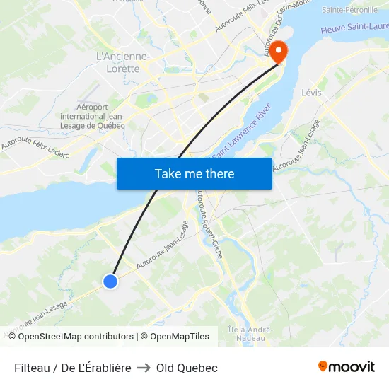 Filteau / De L'Érablière to Old Quebec map