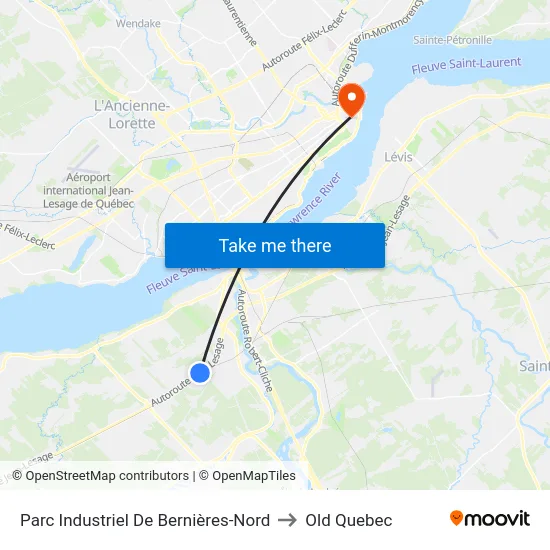 Parc Industriel De Bernières-Nord to Old Quebec map