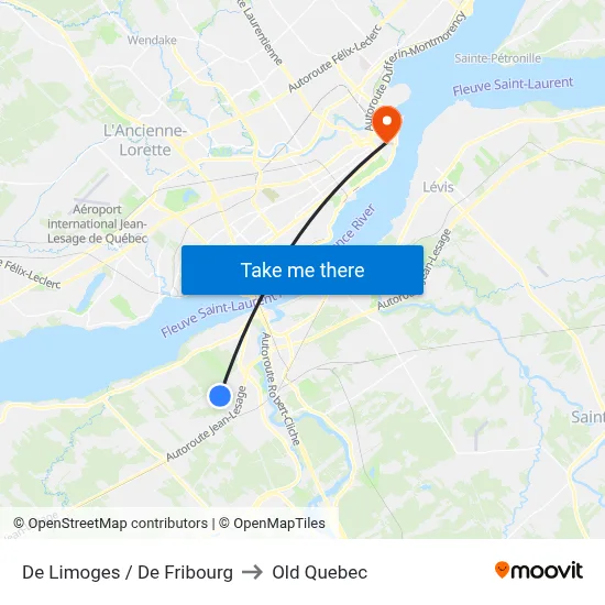 De Limoges / De Fribourg to Old Quebec map