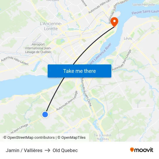 Jamin / Vallières to Old Quebec map
