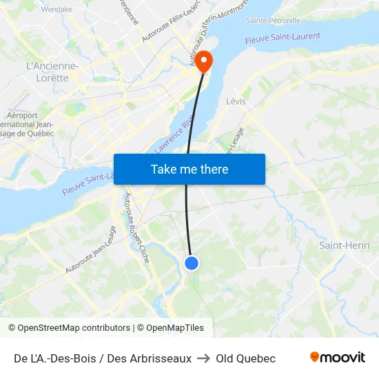 De L'A.-Des-Bois / Des Arbrisseaux to Old Quebec map