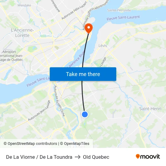 De La Viorne / De La Toundra to Old Quebec map
