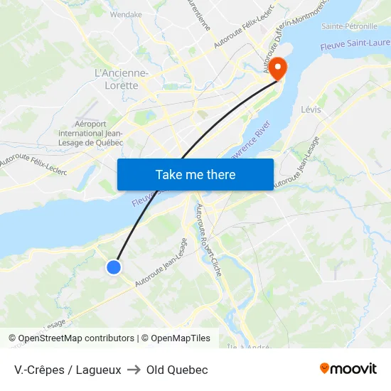 V.-Crêpes / Lagueux to Old Quebec map