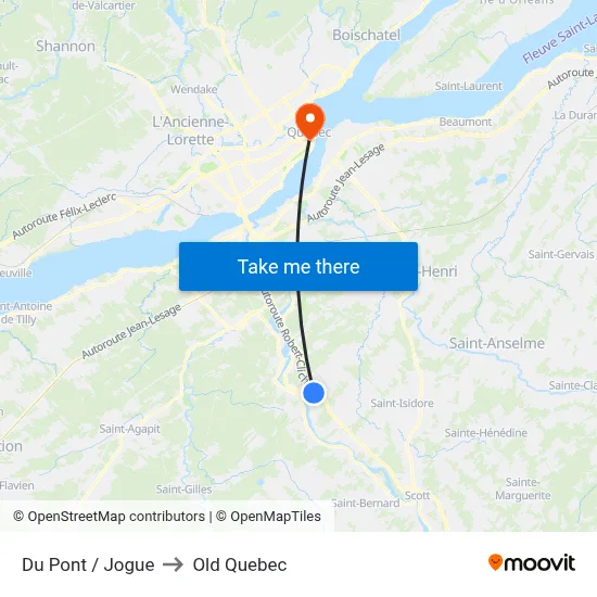 Du Pont / Jogue to Old Quebec map