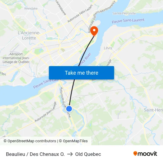 Beaulieu / Des Chenaux O. to Old Quebec map