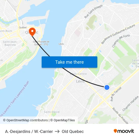A.-Desjardins / W.-Carrier to Old Quebec map