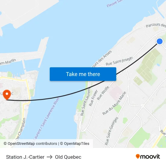 Station J.-Cartier to Old Quebec map