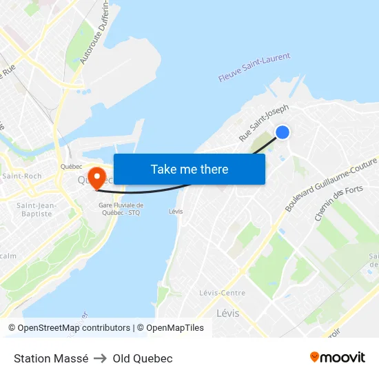 Station Massé to Old Quebec map
