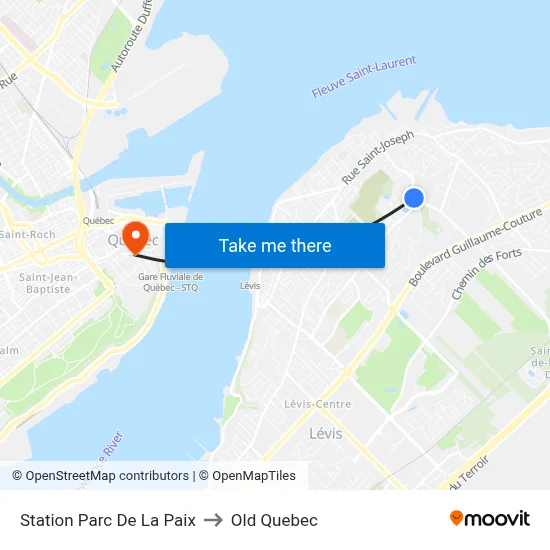Station Parc De La Paix to Old Quebec map