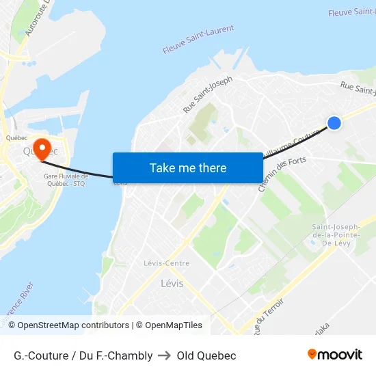 G.-Couture / Du F.-Chambly to Old Quebec map