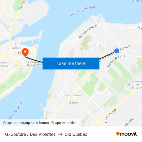 G.-Couture / Des Violettes to Old Quebec map