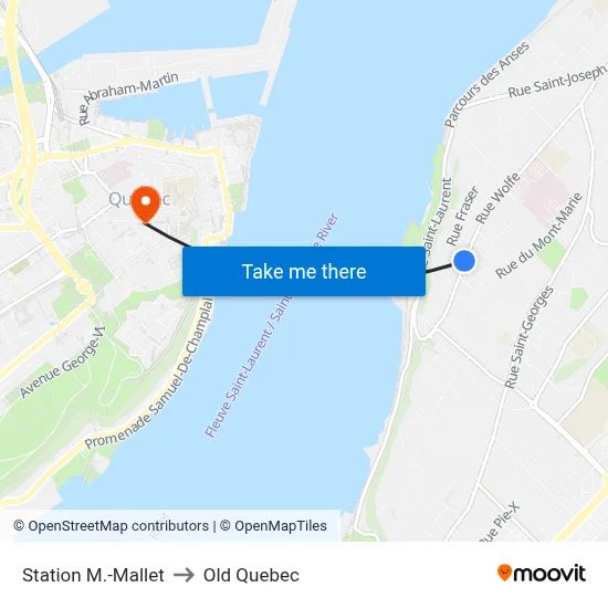 Station M.-Mallet to Old Quebec map