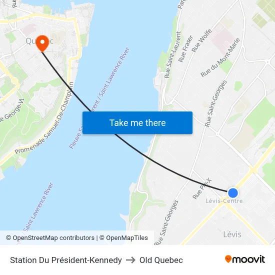Station Du Président-Kennedy to Old Quebec map