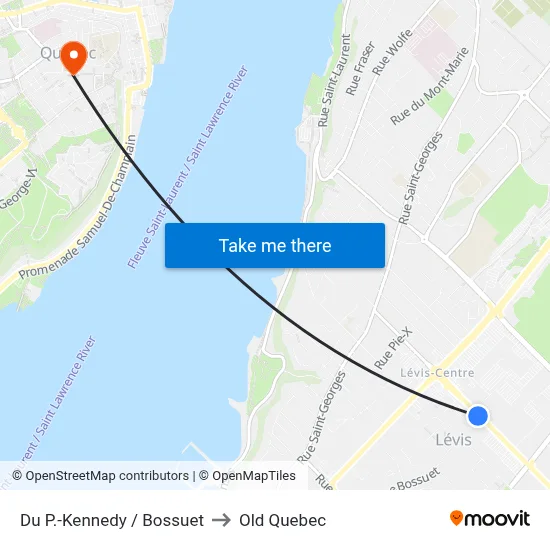 Du P.-Kennedy / Bossuet to Old Quebec map