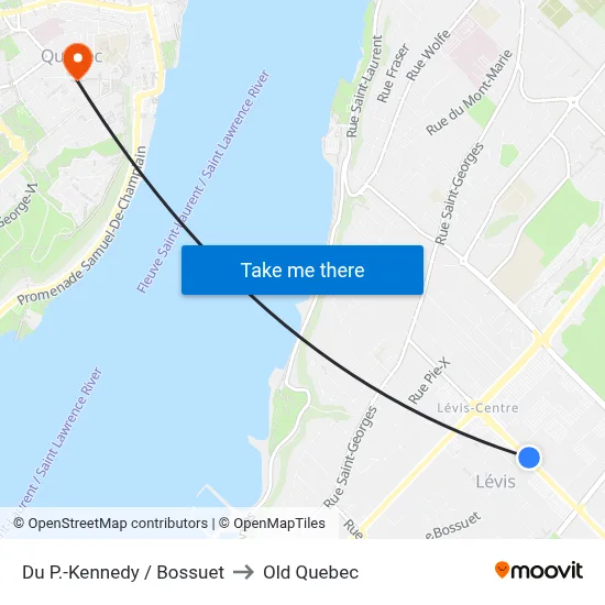 Du P.-Kennedy / Bossuet to Old Quebec map
