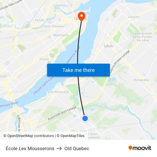 École Les Mousserons to Old Quebec map