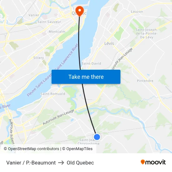 Vanier / P.-Beaumont to Old Quebec map