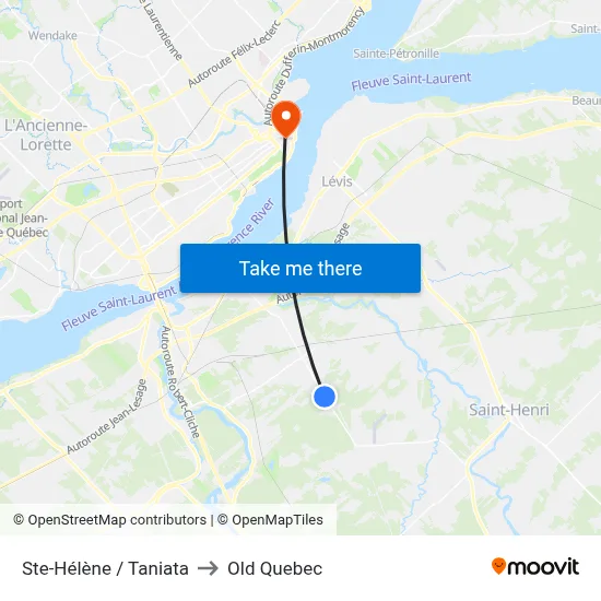 Ste-Hélène / Taniata to Old Quebec map