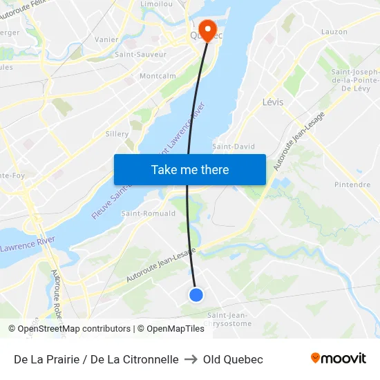 De La Prairie / De La Citronnelle to Old Quebec map