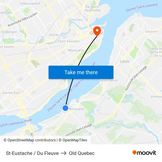 St-Eustache / Du Fleuve to Old Quebec map