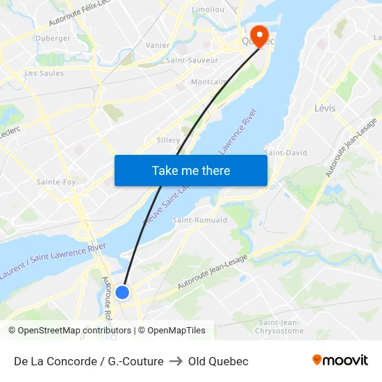 De La Concorde / G.-Couture to Old Quebec map