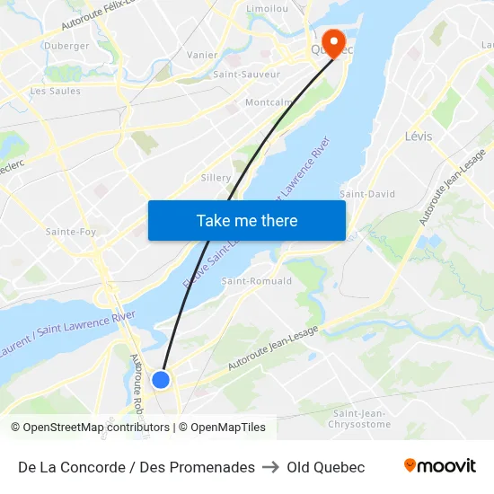 De La Concorde / Des Promenades to Old Quebec map