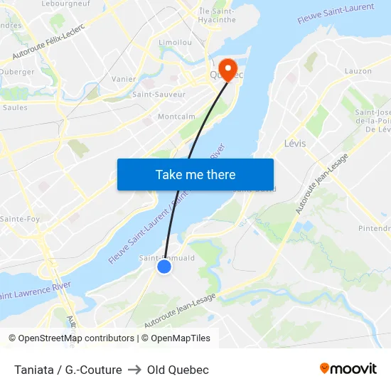 Taniata / G.-Couture to Old Quebec map