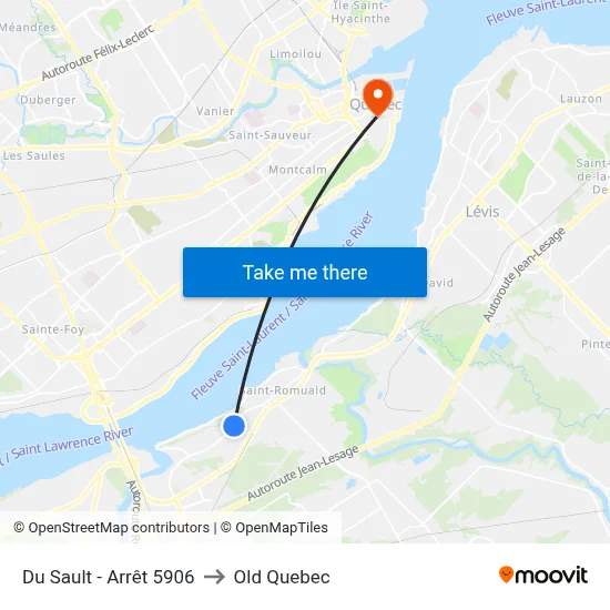 Du Sault - Arrêt 5906 to Old Quebec map