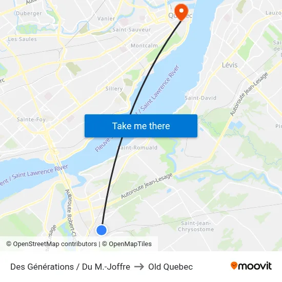 Des Générations / Du M.-Joffre to Old Quebec map
