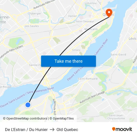 De L'Estran / Du Hunier to Old Quebec map