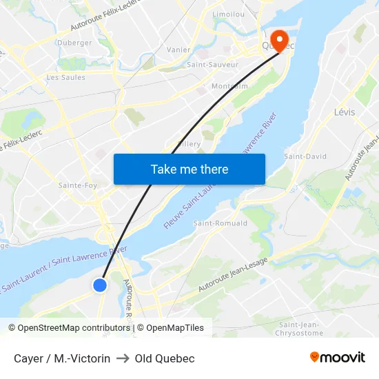 Cayer / M.-Victorin to Old Quebec map