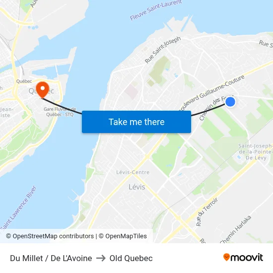 Du Millet / De L'Avoine to Old Quebec map